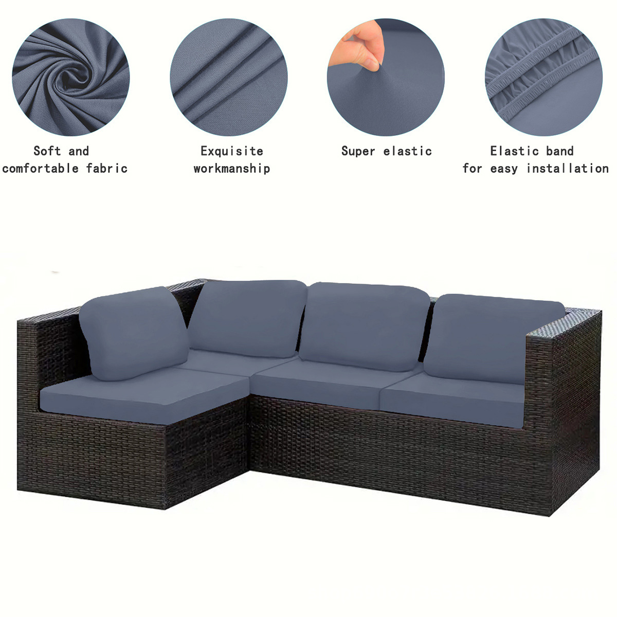 Ventas directas transfronterizas todo incluido elástico de color sólido impermeable seda de leche al aire libre cubierta de cojín de sofá a prueba de polvo cubierta de cojín de sofá a prueba de agarre