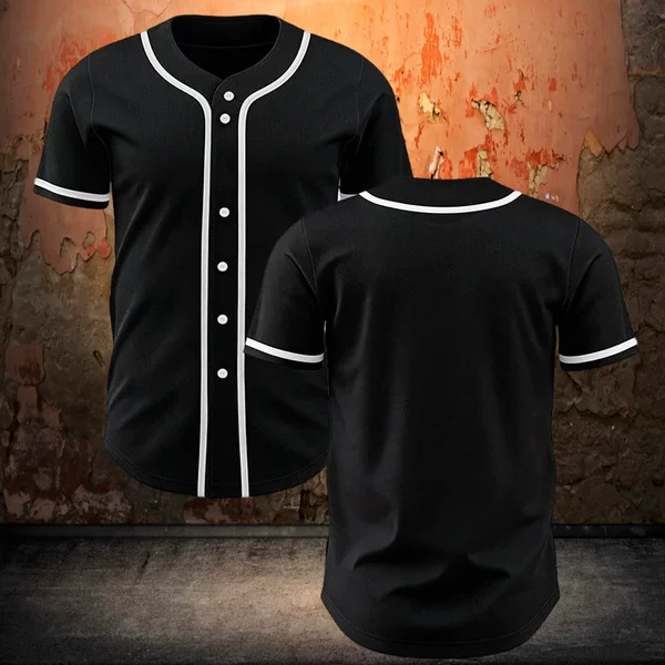 Cross-border American-style competition training cardigan jersey with buttons, short sleeves, classic solid color, 3D printed baseball uniform, unisex