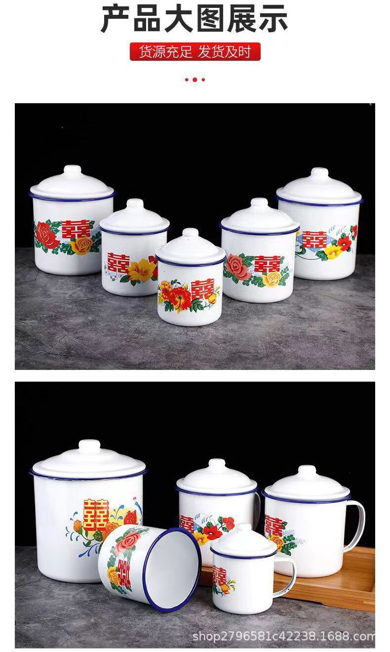 Taza de esmalte de hierro retro nostálgica clásica cinta de cita cubierta marca taza logotipo mayorista antiguo taza de té para niños