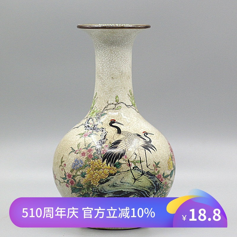 大清乾隆粉彩松鹤迎春赏瓶仿古瓷器做旧中式摆件古董古玩收藏
