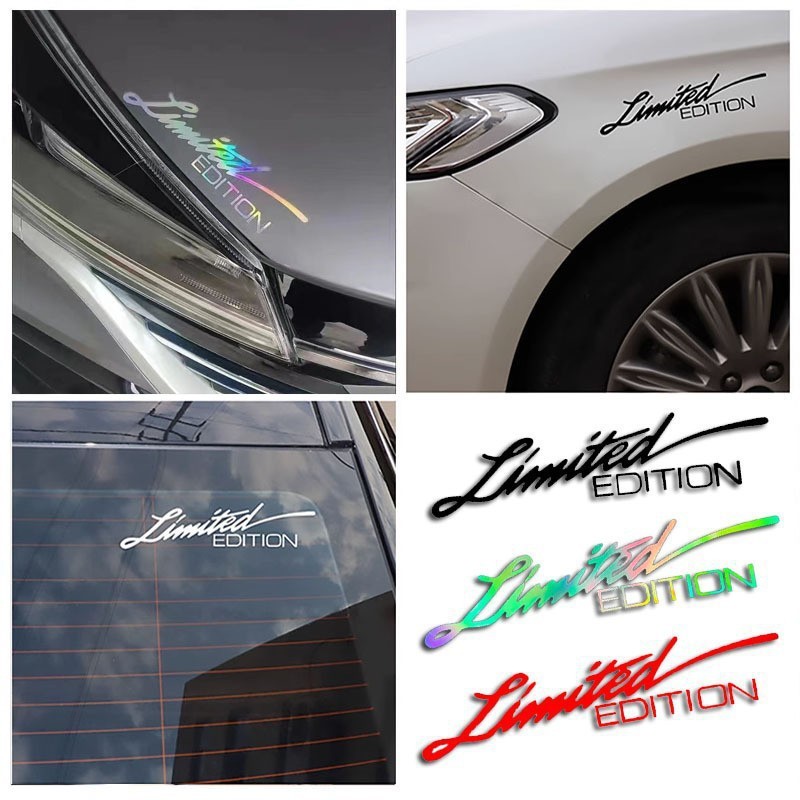 外贸汽车LIMITED EDITION 镭射反光贴电动摩托车英文字母贴装饰贴|undefined