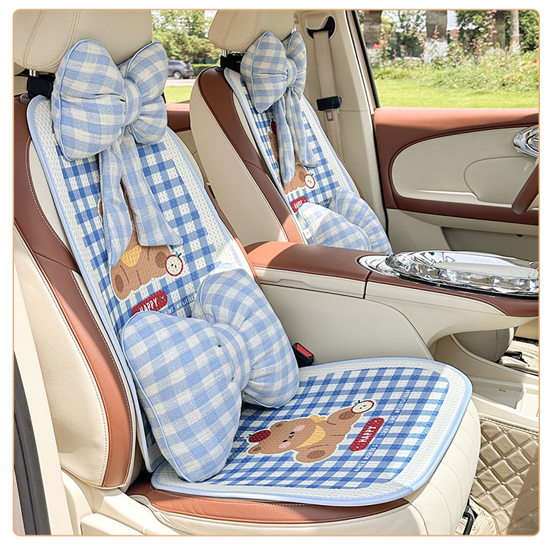 Blue Rain Cartoon Car Seat Cushion Universal for All Seasons Cute Summer Honeycomb Half-Pack Car Seat Cushion Car Seat Cover