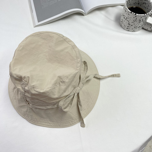 Korean Ins lacing fisherman hat female summer Dongdaemun shopping blogger same model lightweight windproof rope sunshade basin cap 