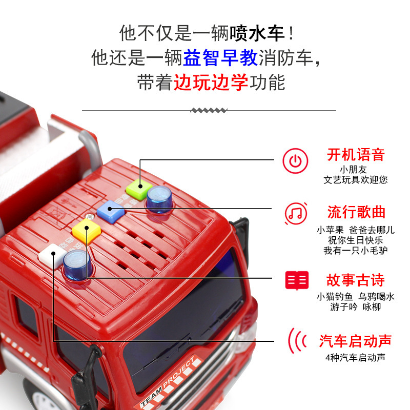 Suministro directo de fábrica 1:16 camión de escalera de agua pulverizada de rescate de fuego de protección del medio ambiente vehículo sonido y luz juguete inercia vehículo de ingeniería grande