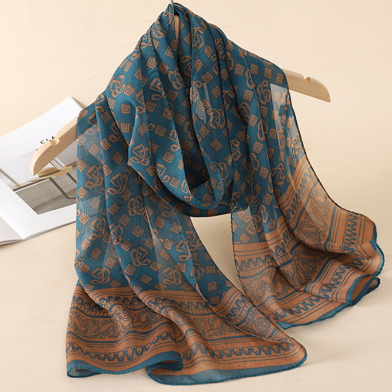 Cross-border chiffon scarves 155*50 autumn and winter new scarves women's foreign trade scarves F women's small long scarves 2024 new Cross-border chiffon scarves 155*50 autumn and winter new scarves women's foreign trade scarves F women's small long scarves 2024 new