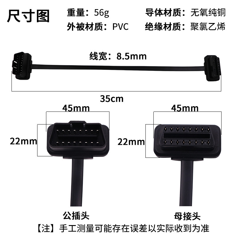 Equipo del coche divisor enchufe cable de datos OBD2 cable de conversión de interfaz de cable de extensión original del coche