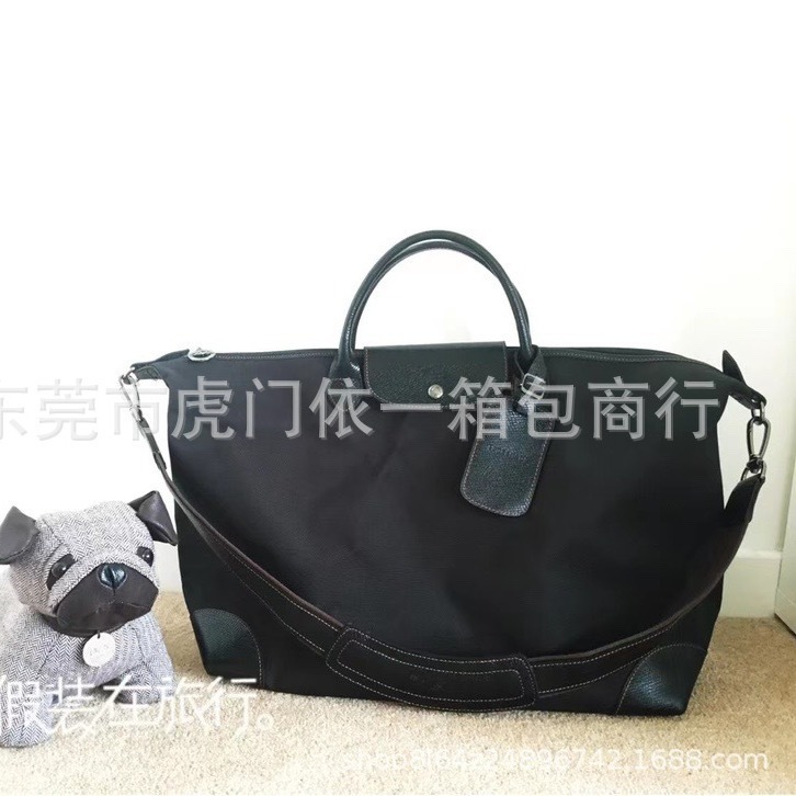 Large capacity commuter tote bag genuine leather oxford cloth travel bag luggage bag shoulder portable men's and women's short-distance travel bag