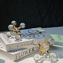 简约现代金属水晶玻璃球透明工艺品家居装饰品摆件客厅电视柜摆设