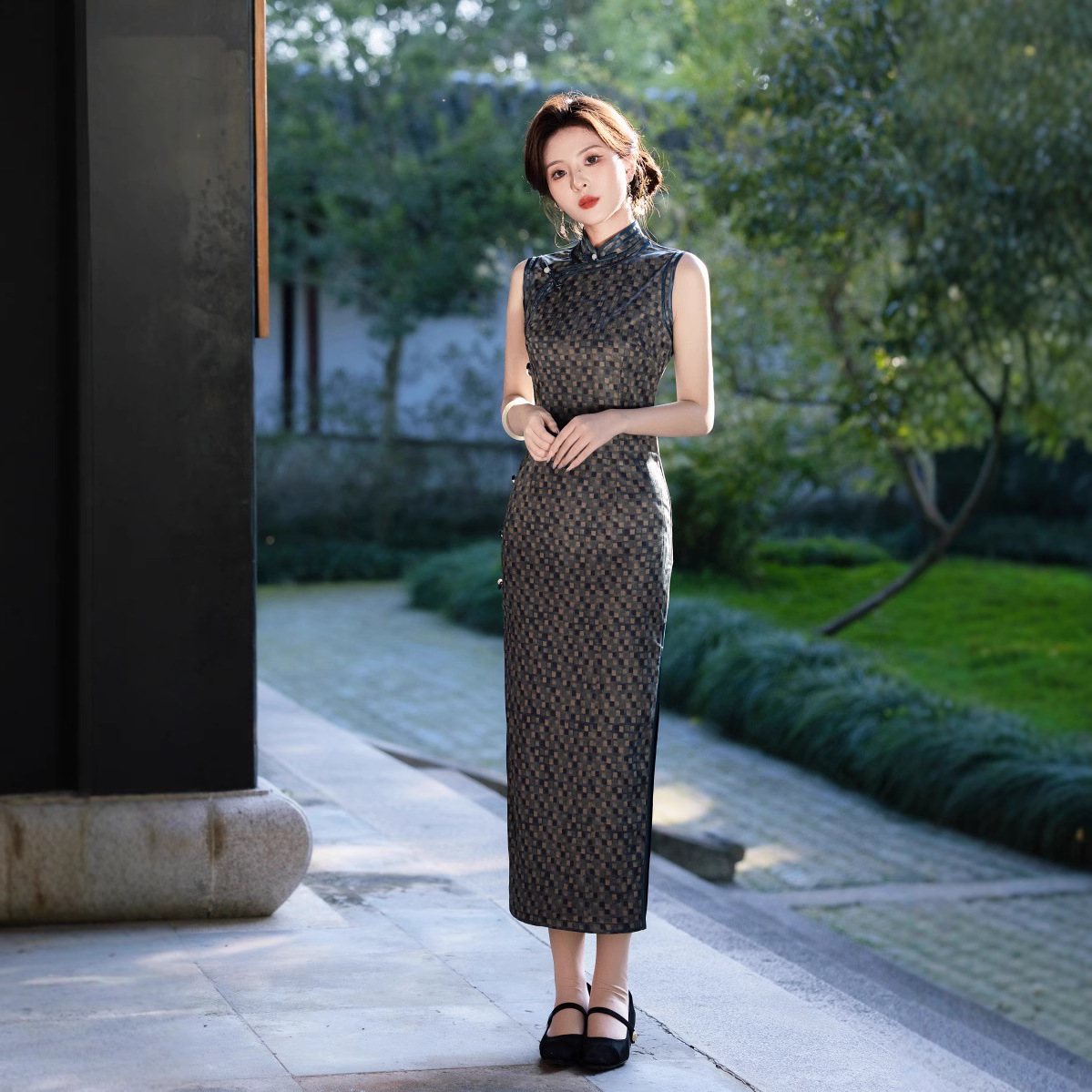 Summer elegant retro long cheongsam sleevless