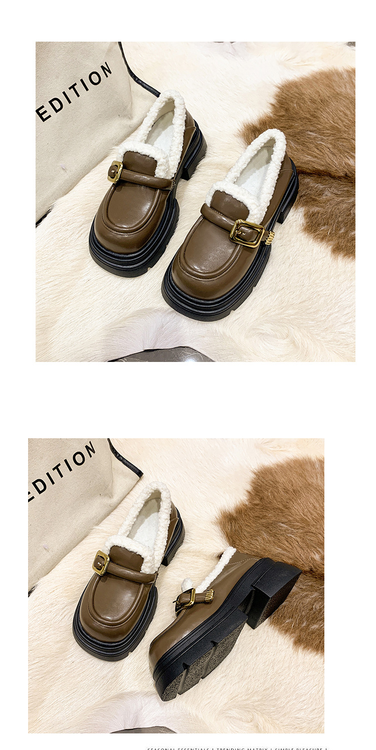Damen Loafer Mit Plateausohle Und Plüschfutter Retro Winter Schuhe_voghion.com