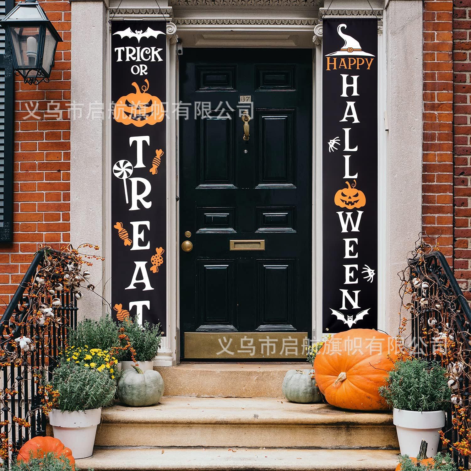 Transfronterizo nuevo Amazon Halloween pareja cortina de la fiesta de Navidad atmósfera decoración decoración colgar bandera diseño de fábrica