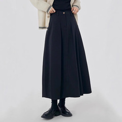 前売の大きいサイズの黒いスカートの女性の秋冬のタイプの太っているmmの腰は股を遮ってやせているスカートの中の長いタイプのa字を現します。