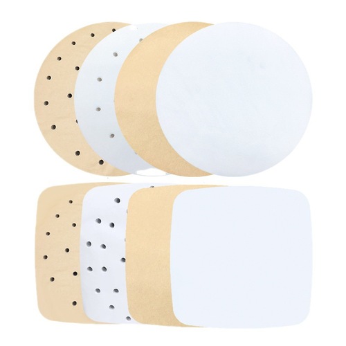 Air Fryer Specific Paper Baking Pan Liner Non-Stick Oil Paper for Buns and Bao, Round and Square, with and without Holes