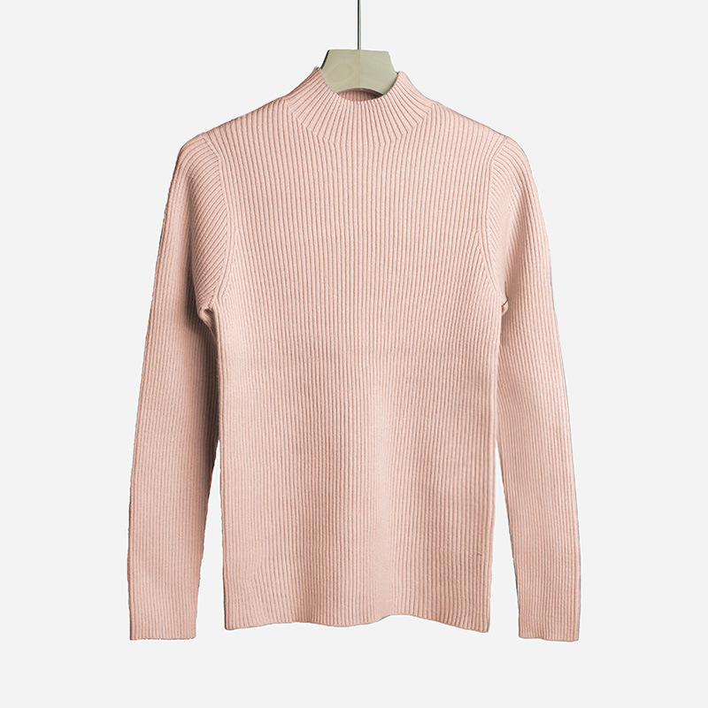 Half Turtleneck Knitted Bottoming Shirt for Women in Autumn and Winter Korean Style Tight-Fitting Warm Inner Suit Sweater Small Short Winter Clothing