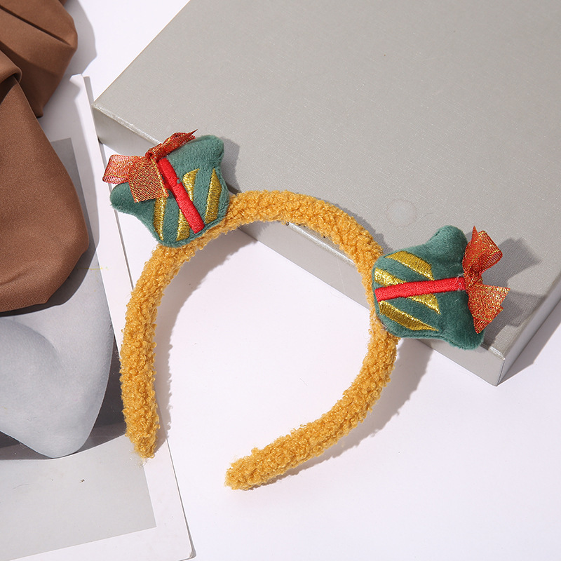 Navidad lana de cordero diadema chica lindo ELK corbata diadema pelo presionando decoraciones tocado accesorios para el cabello para las mujeres