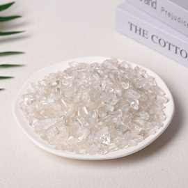 天然白水晶随形碎石居家办公摆饰鱼缸花盆装饰石消磁水晶碎石批发
