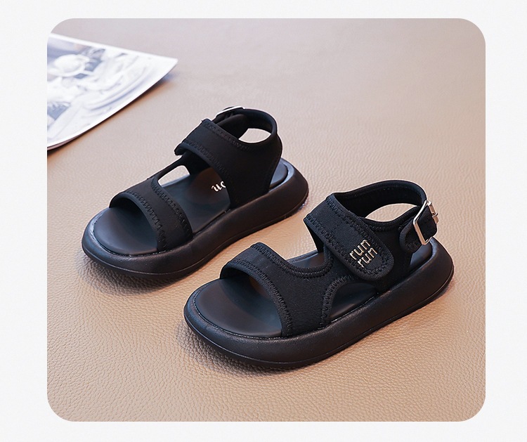 Comfortable Black Roman Sandals For Kids With Soft Sole For Beach_voghion.com