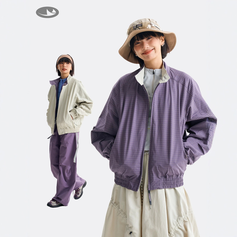 Mountain-Style Color-Blocked Plaid Reversible Stand-Collar Jacket, Unisex Outdoor Lightweight Water-Repellent Sports Casual Jacket Mountain-Style Color-Blocked Plaid Reversible Stand-Collar Jacket, Unisex Outdoor Lightweight Water-Repellent Sports Casual Jacket