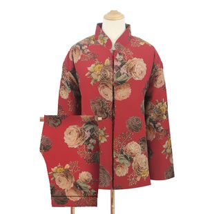 Yongfuxiang Women's Cotton Tops and Bottoms Jin Hua Fangfei Red