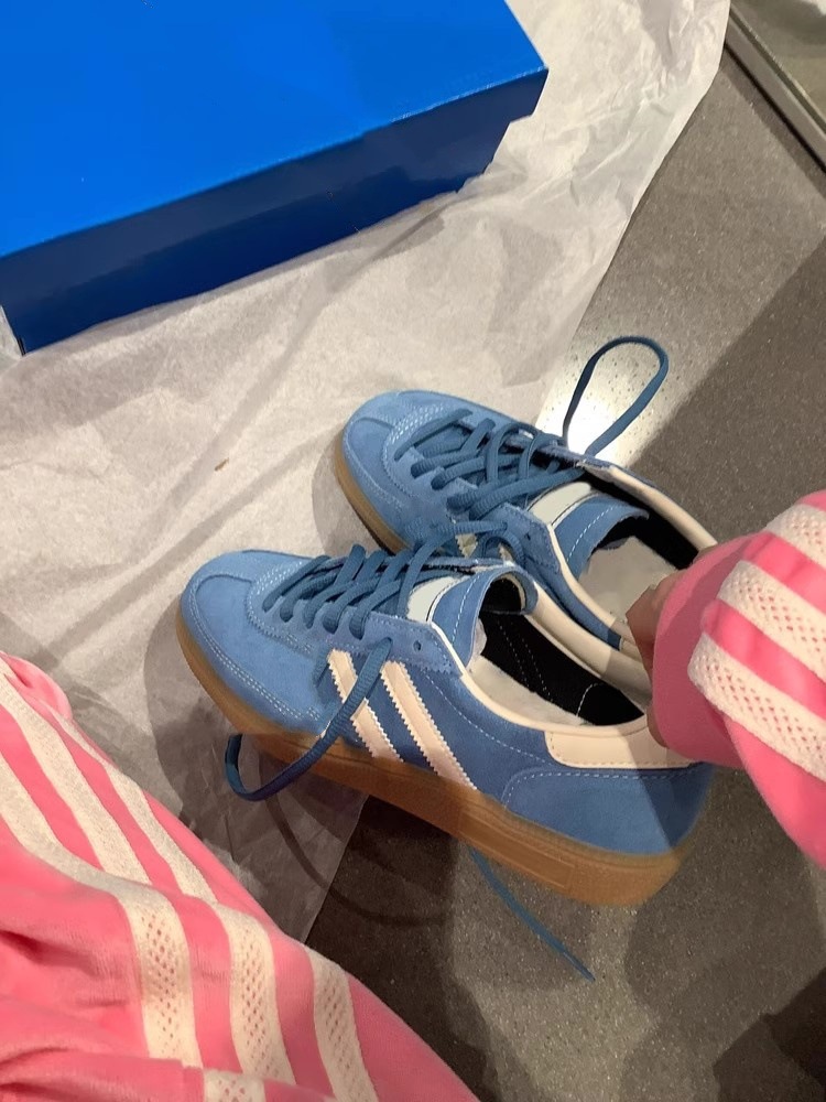 Blue classic German training round toe lace up casual sports versatile flat bottomed Forrest Gump shoes_voghion.com