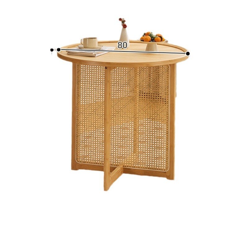 Combinación de mesa y silla de comedor de ratán japonés, mesa redonda de apartamento pequeño, balcón para el hogar, mesa de té de la casa de familia del sudeste asiático, estilo de troncos
