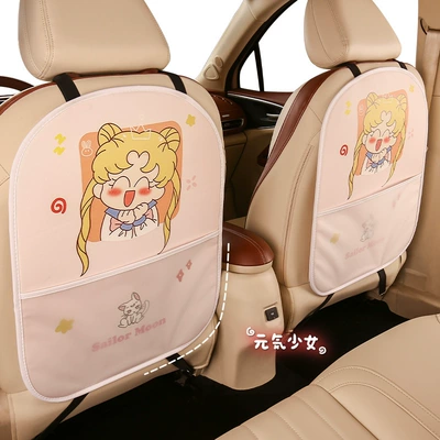 Little Fairy Lady Cute Cartoon Chair Back Anti-Kick Pad Car Seat Back Anti-Fouling Pad Four Seasons with Storage Belt