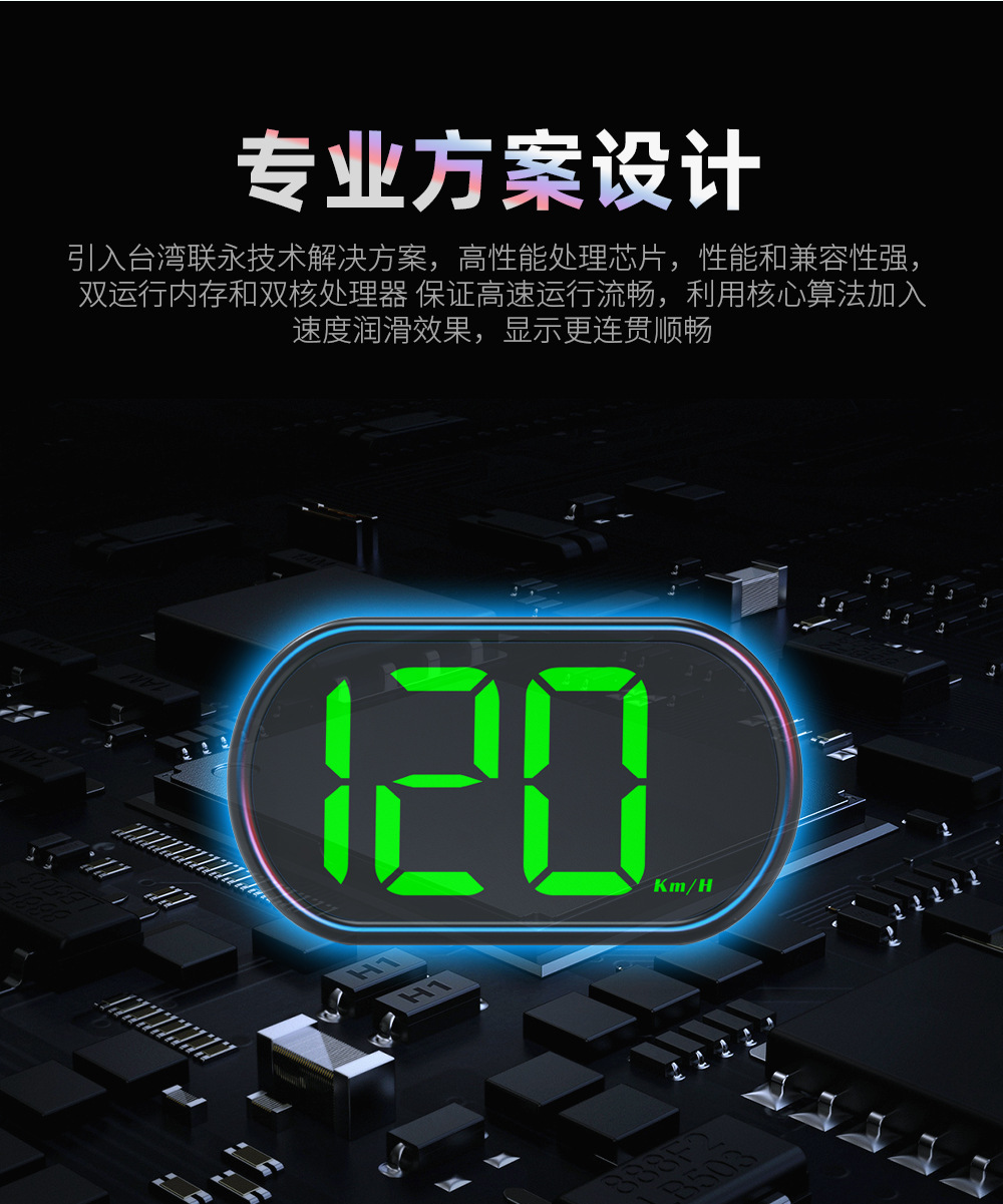 Car Hud Head-Up Display Car Universal Gps Car Speed High-Definition Automatic Photosensitive Head-Up Display Speed Display