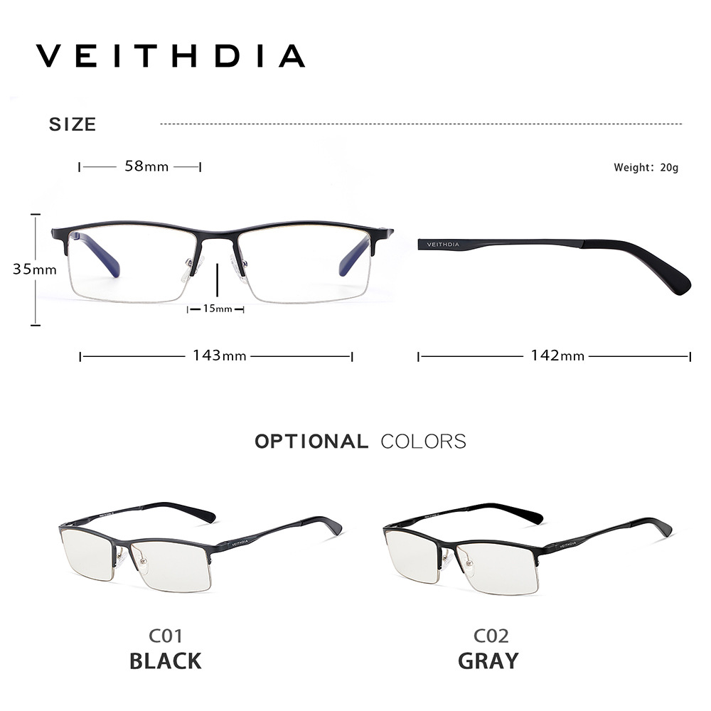 Medio marco anti-azul de aluminio y magnesio marco de lente de miopía óptica para hombres cuadrado simple negocio al por mayor 8721