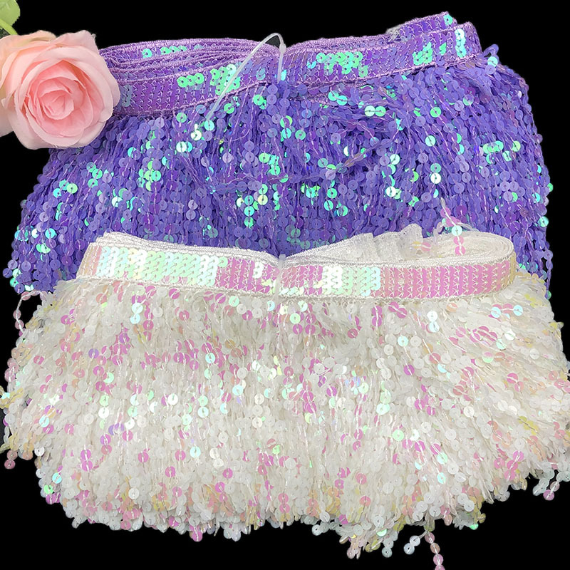 New spot 16cm encrypted sequins tassel lace DIY tassel beard sequins…