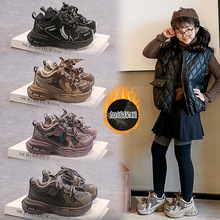 女童鞋2025秋冬季新款儿童运动二棉鞋女孩跑步大童公主加绒老爹鞋