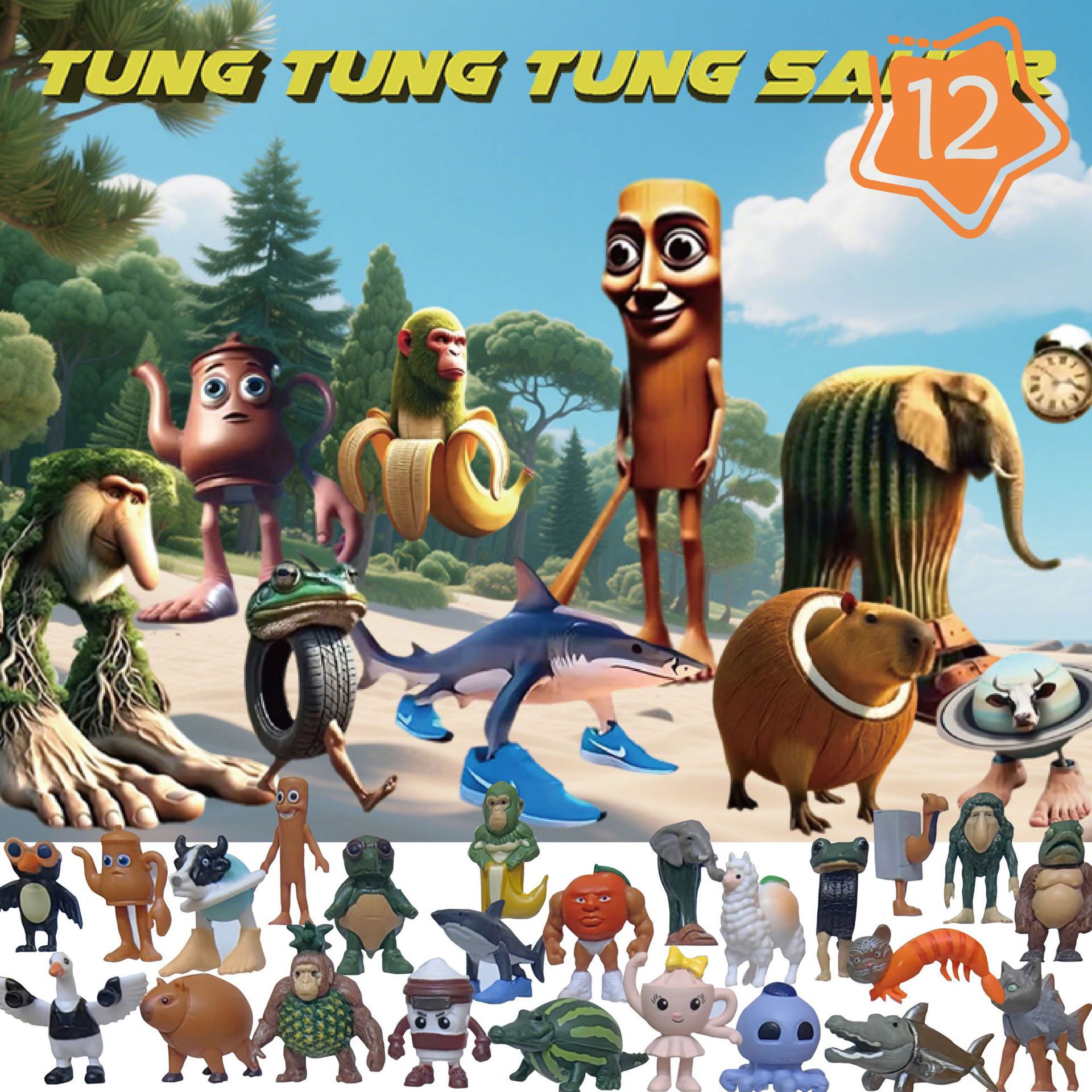 Juego de juguetes sorpresa de dibujos animados transfronterizos, figuras de Sanrio, juguetes de regalo para niños.