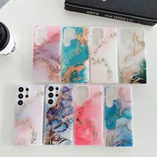 适用三星s25ultra手机壳琉璃大理石烫金s24u磨砂A54跨境a36外壳23