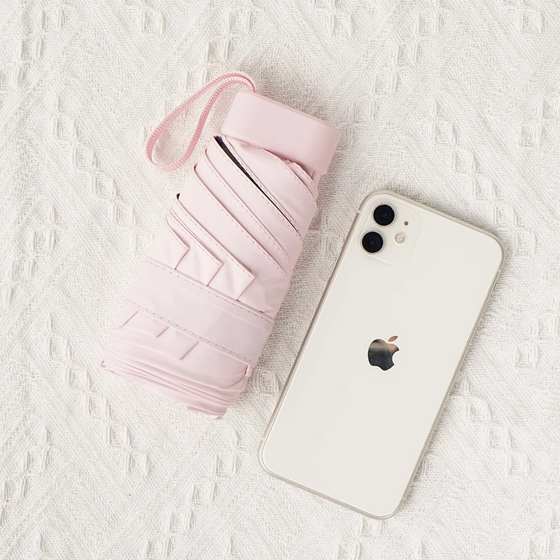 Luz natural de vinilo ligera con paraguas portátiles de protección solar UV lluvia cápsula de doble propósito con paraguas de seis plegadas