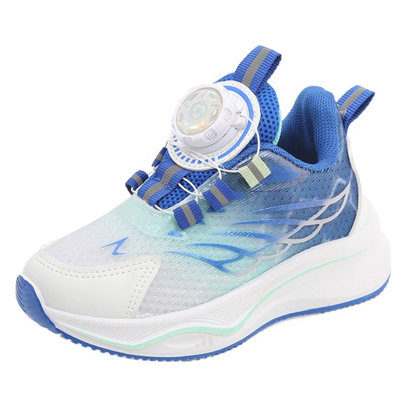 Детская спортивная обувь весна-осень 2025, повседневная обувь для мальчиков с вращающейся кнопкой, кроссовки для девочек, мягкая подошва, детские сетчатые туфли