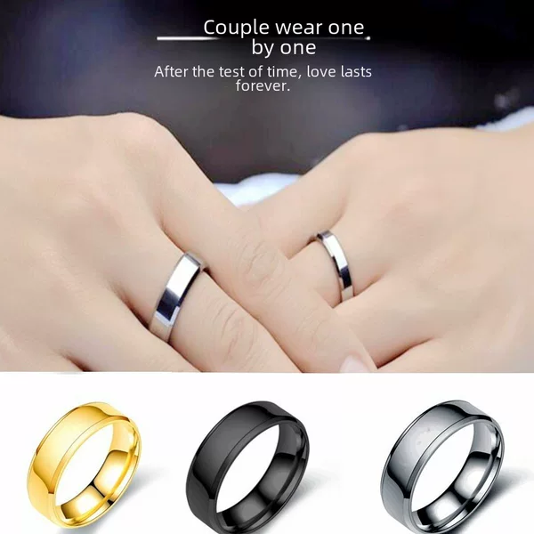 E-Commerce Popular Plain Ring Glossy Titanium Steel Ring for Women Simple Double Bevel Edge Glossy Couple Ring Popular Jewelry Wholesale