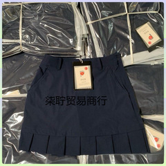 泰国中古藏青色高尔夫短裙裤裙裙子女夏季百褶裤裙打底半身裙包邮