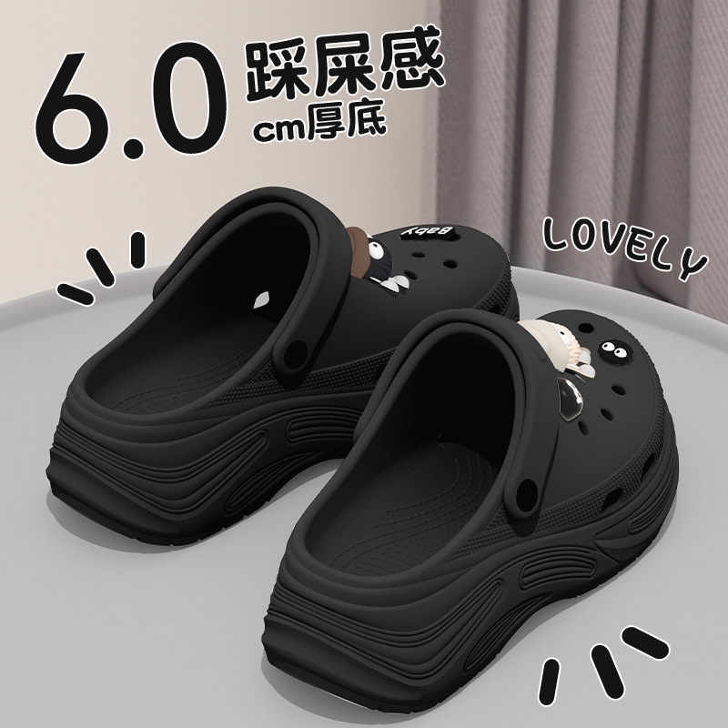女性用クロックス 2025 新しいスタイルの厚い底の増加屋外ウェア屋内家庭用滑り止め夏のビーチスリッパ女性用|undefined