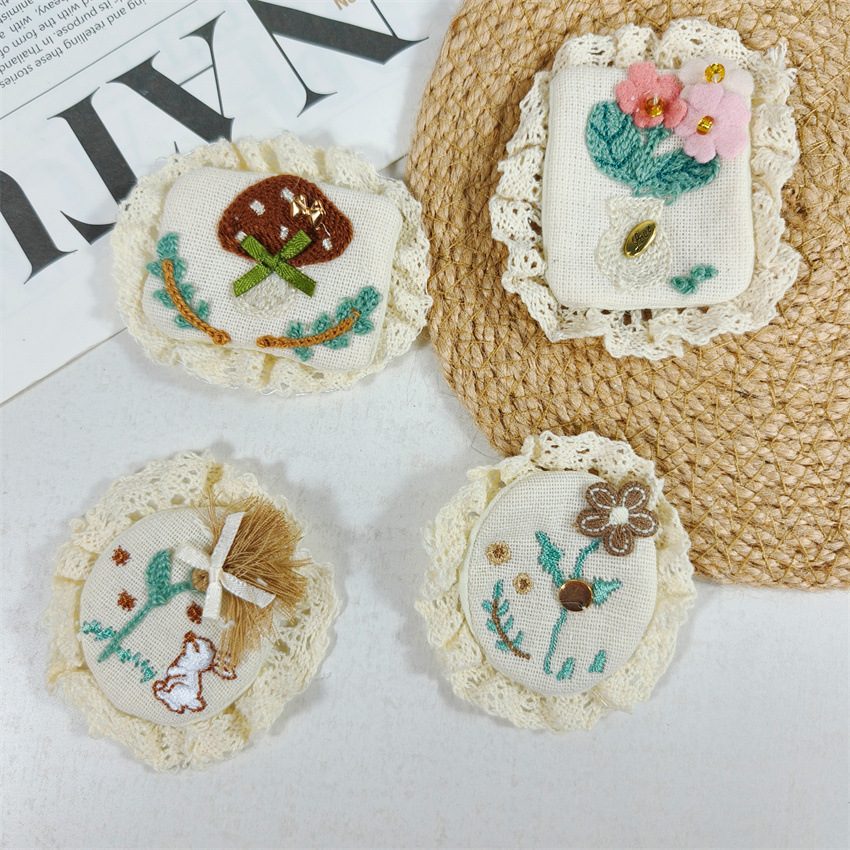 Forest-Style Cartoon Lace Fabric Patches for Bangs DIY Hair Accessories Magic Tape Hair Tidying Accessories