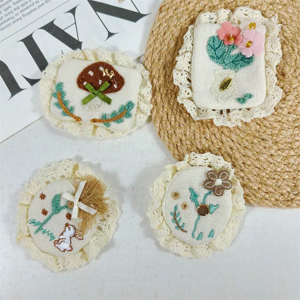 Forest-Style Cartoon Lace Fabric Patches for Bangs DIY Hair Accessories Magic Tape Hair Tidying Accessories