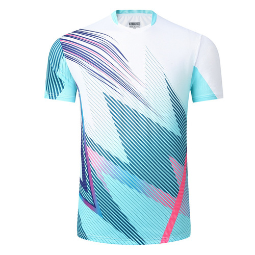 Men's Summer Quick-Dry Short-Sleeve Sports Set Badminton Tennis Table Tennis Printed Clothes Women Training Running