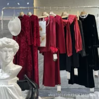 Новое платье из бархатной ацетатной ткани Guili, стиль благородной доступной роскоши, со скидкой, в наличии на складе.