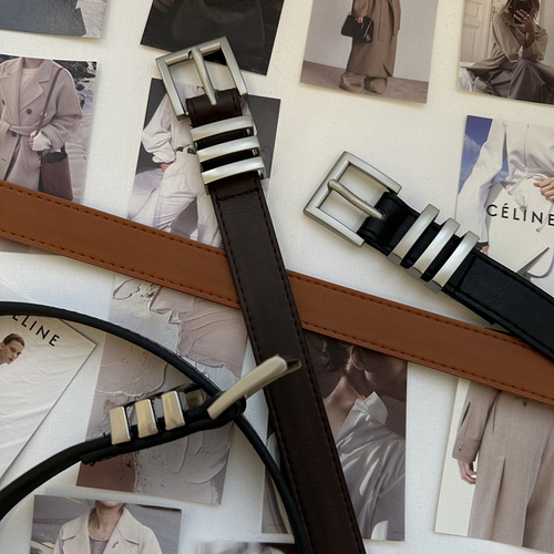 New high-end black belt for female students Korean style decorative jeans with simple college style metal ring belt