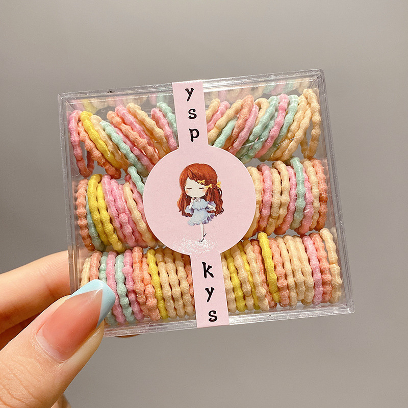 Anillo de cabello de color caramelo para niños no daña correa de cabello bebé cuerda de cabello niñas lindas cubiertas de cabello de cuero de pimples