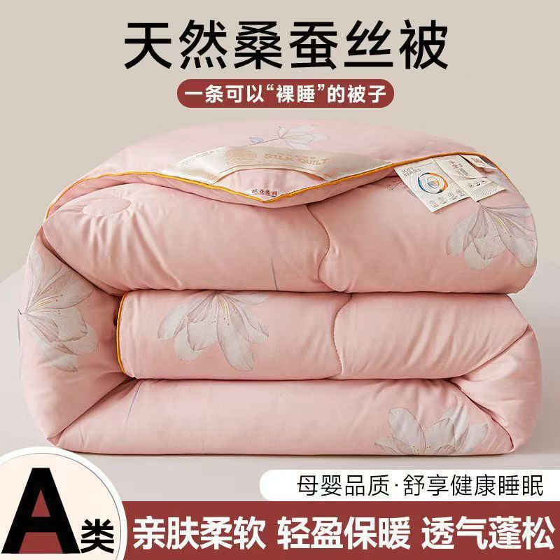 Home Textile 100% Mulberry Silk Quilt Four Seasons Wedding Two-In-One Double Quilt Core Spring and Autumn Quilt Dormitory Winter Quilt