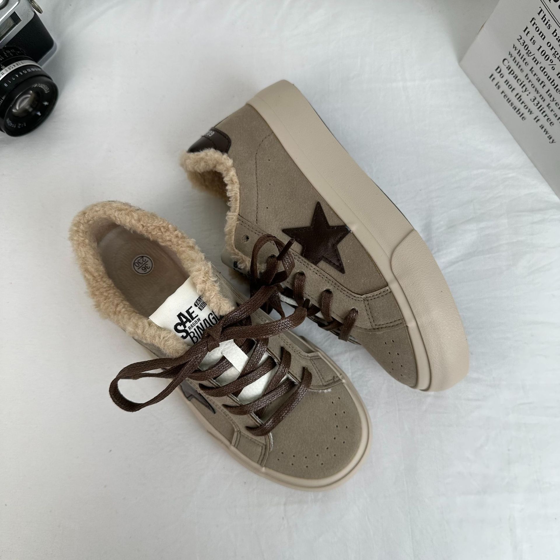 CKN viento de puerto de vello estrellas zapatos sucios de moda coreana de suela gruesa aumentada zapatos de skate casuales de moda 6603