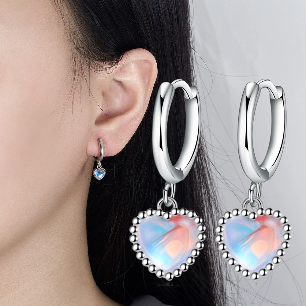 Маленькие дизайнерские серьги в форме сердца, Aliexpress, Amazon, лунный камень, тренд сезона