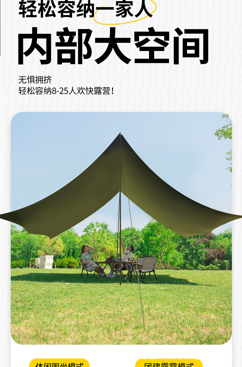 Outdoor Vinyl Sunshade Canopy for Picnic and Camping, Octagonal Butterfly-Shaped Sunshade for Group Gatherings