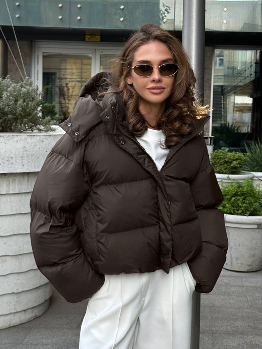 Capa de algodón transfronterizo para mujeres en invierno de 2025 Europa y América nueva chaqueta de algodón chaqueta de algodón suelta chaqueta corta con capuz image 6