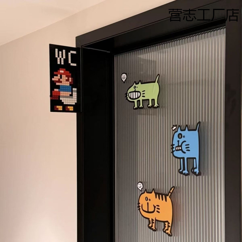 手作り diy 組み立てビルディングブロック wc バスルームトイレサインマリオ疑問符ボックスライト DIY ホームナンバー|undefined