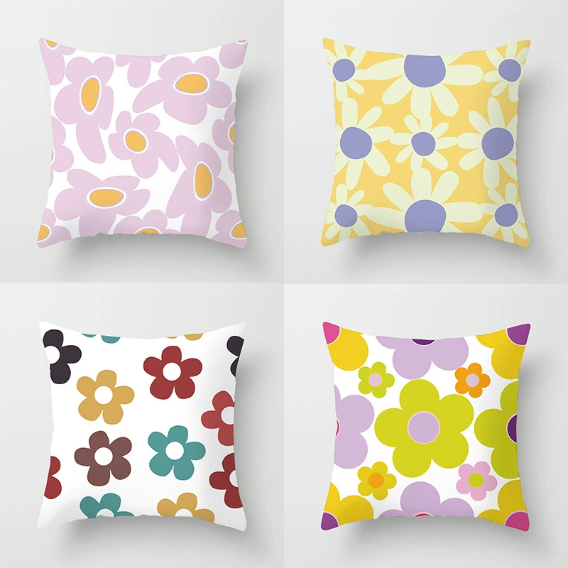 Летняя наволочка с цветочным принтом для гостиной, дивана, спальни, офиса, спинка, односторонняя короткая бархатная простая наволочка